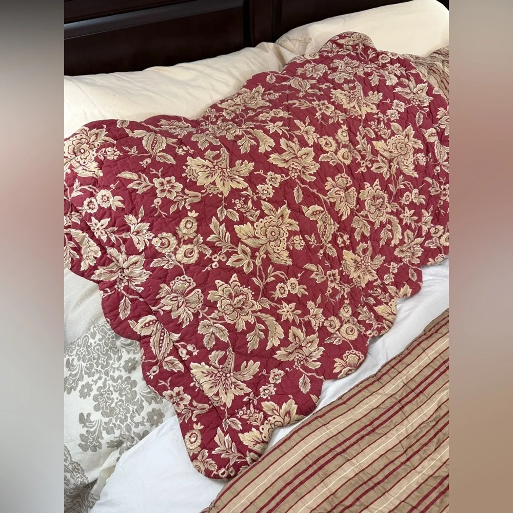 Restoration Hardware French Country Floral Stripes Pair of King Pillow Shams